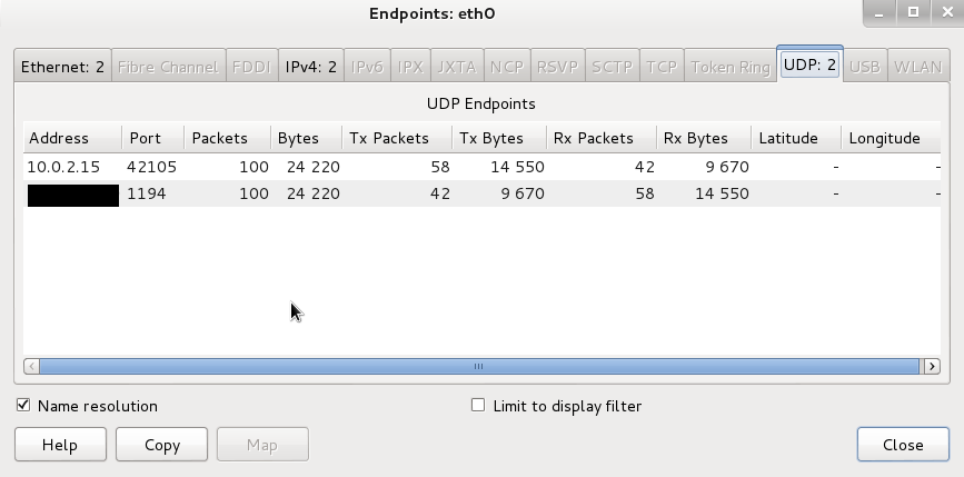 Wireshark endpoints